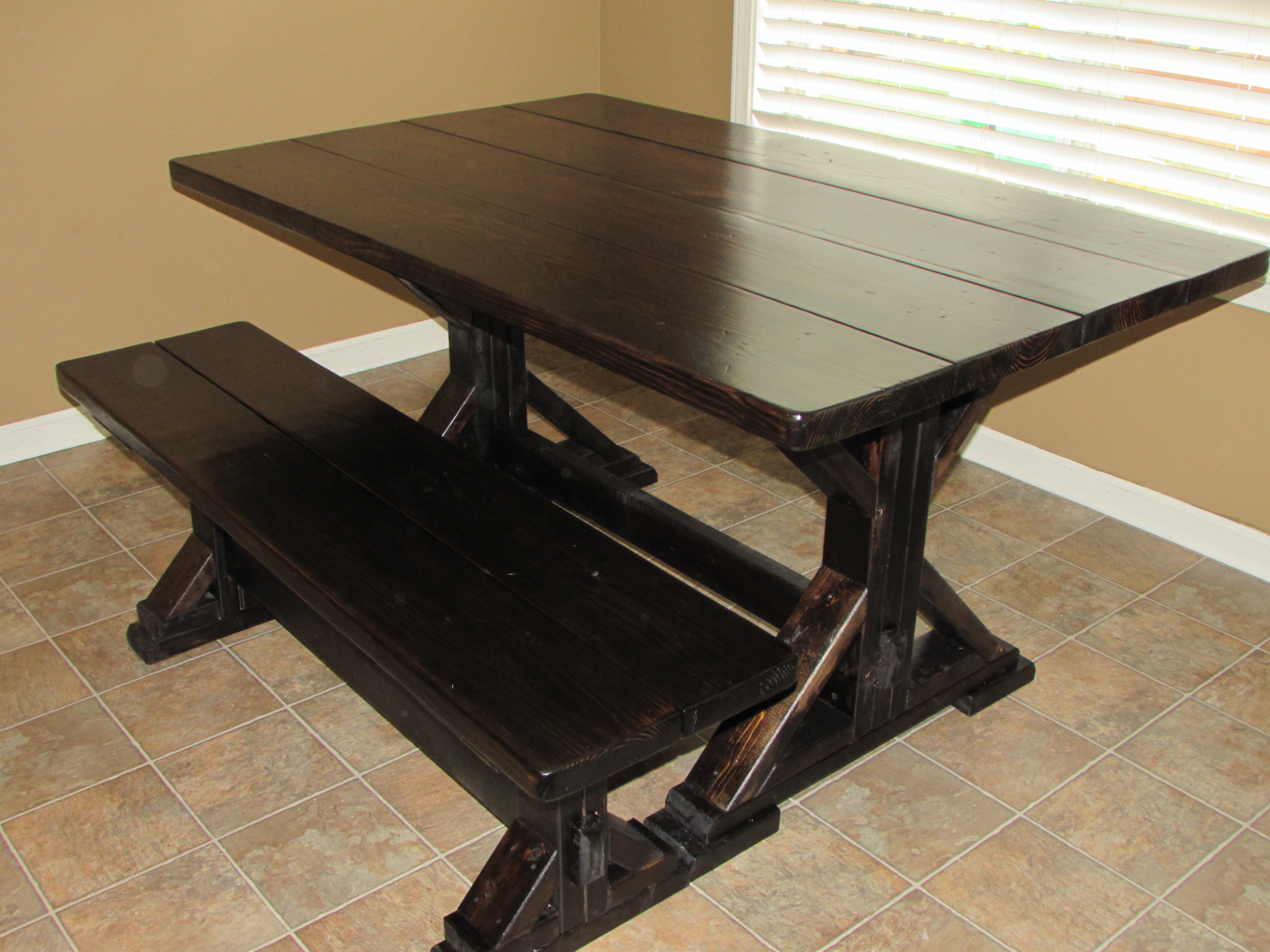 CUSTOM SQUARE FARMHOUSE FARM TABLE w/ MATCHING BENCHES Just Fine Tables