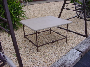 OUTDOOR or INDOOR TABLE on FORGED IRON BASE