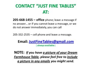 CONTACT to JUST FINE TABLES