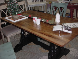 HICKORY TOP TRESTLE TABLE (35"X66") SEATS SIX EASILY