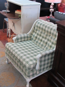 French Style Distressed Upholstered Arm Chair