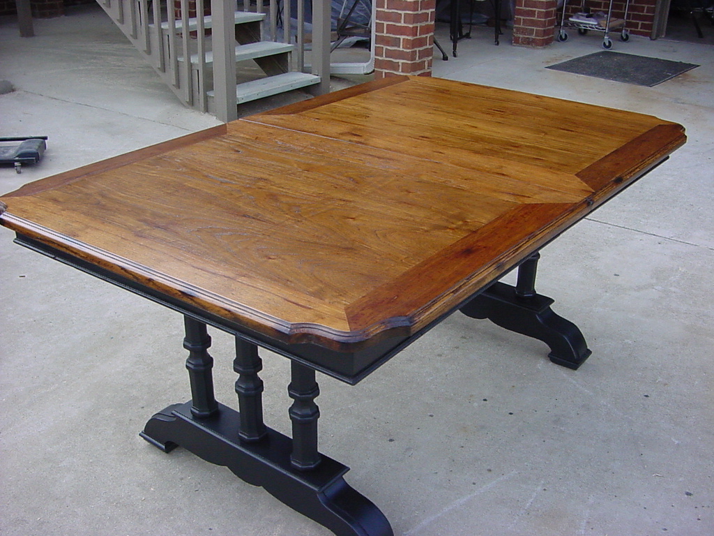 Refinished Patterned Oak Veneer Top, Refinish Dining Room Table Veneer Topper