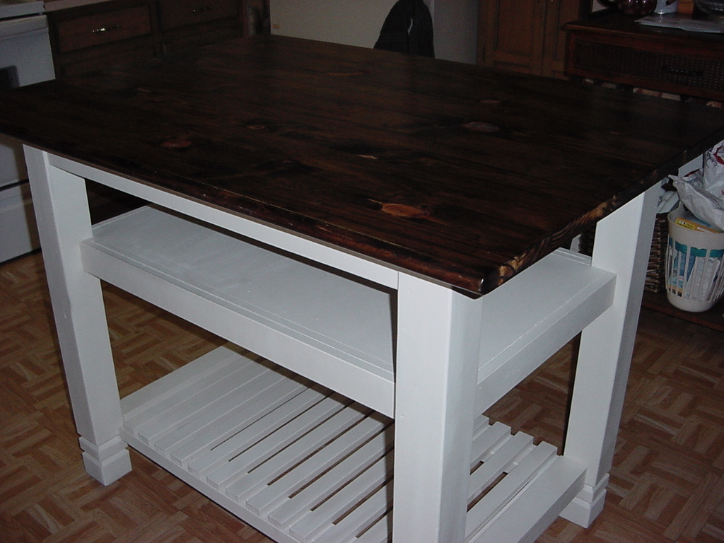 3′ x 4′ Handmade PINE TOP KITCHEN ISLAND with Two Shelves | Just Fine ...
