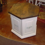 HEXAGONAL SIDE TABLE w/ 2 DOOR STORAGE (~24" X 26")