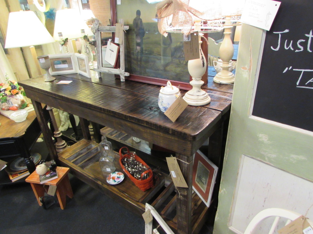 RUSTIC ASH TOP WINE BAR BUFFET CONSOLE TABLE (17 1/4" x 54 1/4" x 36")